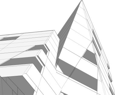 Mimari sanat konseptinde soyut çizgiler, minimum geometrik şekiller. 