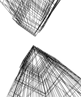 Mimari sanat konseptinde soyut çizgiler, minimum geometrik şekiller.