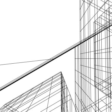 Mimari sanat konseptinde soyut çizgiler, minimum geometrik şekiller. 