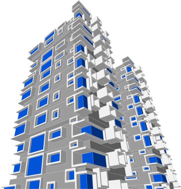 Arkaplanda mimari bina 3d illüstrasyon