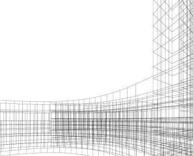 Mimari sanat konseptinde soyut çizgiler, minimum geometrik şekiller.