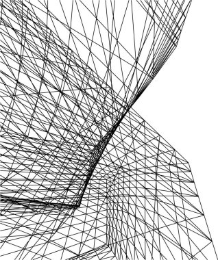 Mimari sanat konseptinde soyut çizgiler, minimum geometrik şekiller. 