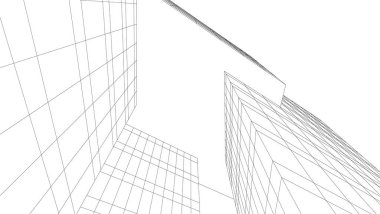 Mimari sanat konseptinde soyut çizgiler, minimum geometrik şekiller. 