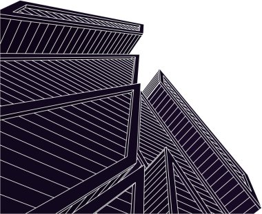 Mimari sanat konseptinde soyut çizgiler, minimum geometrik şekiller. 
