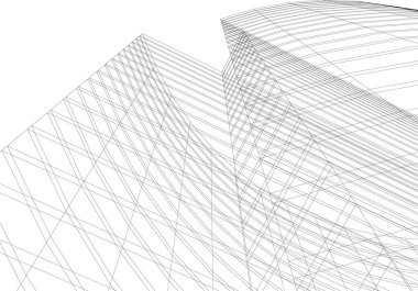 Mimari sanat konseptinde soyut çizgiler, minimum geometrik şekiller. 