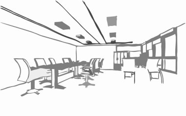 Mimari sanat konseptinde soyut çizgiler, minimum geometrik şekiller.