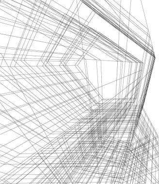 Mimari sanat konseptinde soyut çizgiler, minimum geometrik şekiller. 