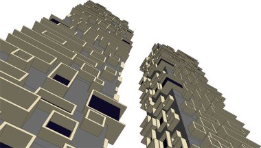 Mimari sanat konseptinde soyut çizgiler, minimum geometrik şekiller. 