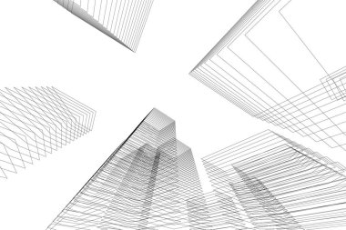 Mimari sanat konseptinde soyut çizgiler, minimum geometrik şekiller. 