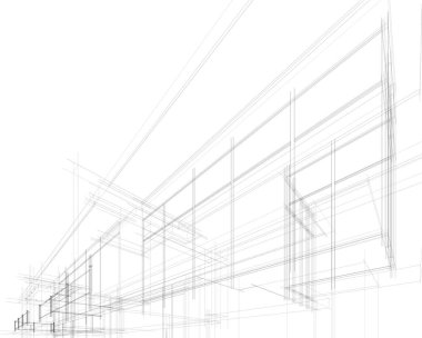 Mimari sanat konseptinde soyut çizgiler, minimum geometrik şekiller. 