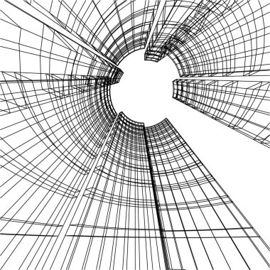 Mimari sanat konseptinde soyut çizgiler, minimum geometrik şekiller. 