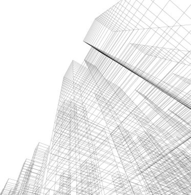 Mimari sanat konseptinde soyut çizgiler, minimum geometrik şekiller.