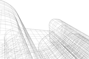 Arkaplanda mimari bina 3d illüstrasyon