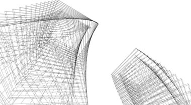 Arkaplanda mimari bina 3d illüstrasyon