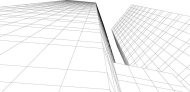 Mimari sanat konseptinde soyut çizgiler, minimum geometrik şekiller. 