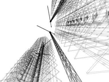 Mimari sanat konseptinde soyut çizgiler, minimum geometrik şekiller.