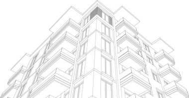 Mimari sanat konseptinde soyut çizgiler, minimum geometrik şekiller. 