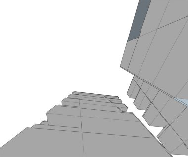 Mimari sanat konseptinde soyut çizgiler, minimum geometrik şekiller. 