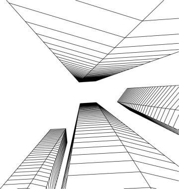 Mimari sanat konseptinde soyut çizgiler, minimum geometrik şekiller. 