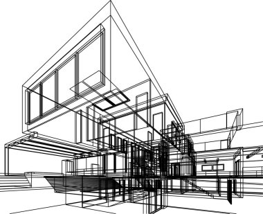 Mimari sanat konseptinde soyut çizgiler, minimum geometrik şekiller. 