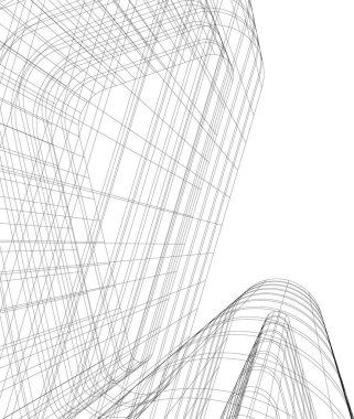 Arkaplanda mimari bina 3d illüstrasyon