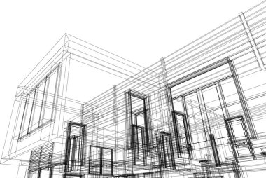 Mimari sanat konseptinde soyut çizgiler, minimum geometrik şekiller.