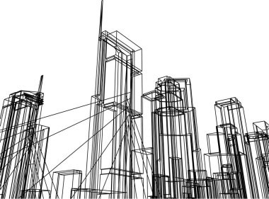 Mimari sanat konseptinde soyut çizgiler, minimum geometrik şekiller. 