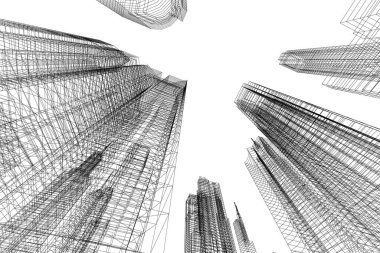 Mimari sanat konseptinde soyut çizgiler, minimum geometrik şekiller.