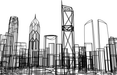 Mimari sanat konseptinde soyut çizgiler, minimum geometrik şekiller.