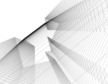 Mimari sanat konseptinde soyut çizgiler, minimum geometrik şekiller. 