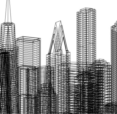 Mimari sanat konseptinde soyut çizgiler, minimum geometrik şekiller.