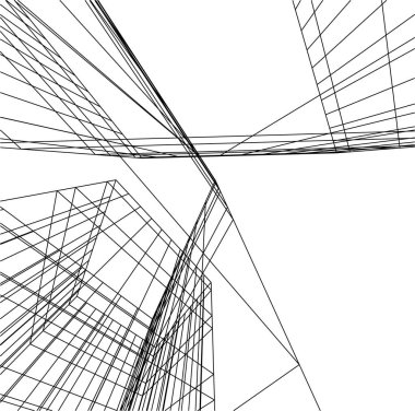 Mimari sanat konseptinde soyut çizgiler, minimum geometrik şekiller. 