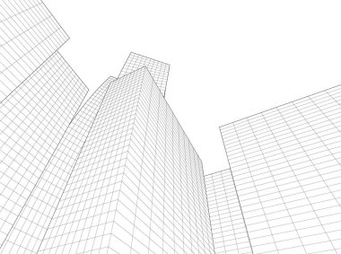 Mimari sanat konseptinde soyut çizgiler, minimum geometrik şekiller. 