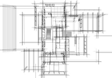 Arkaplanda mimari bina 3d illüstrasyon
