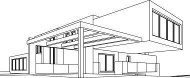 Mimari sanat konseptinde soyut çizgiler, minimum geometrik şekiller. 