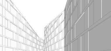 Mimari sanat konseptinde soyut çizgiler, minimum geometrik şekiller. 