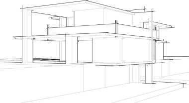 Mimari sanat konseptinde soyut çizgiler, minimum geometrik şekiller. 