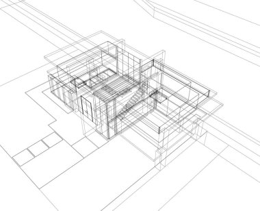 Mimari sanat konseptinde soyut çizgiler, minimum geometrik şekiller. 