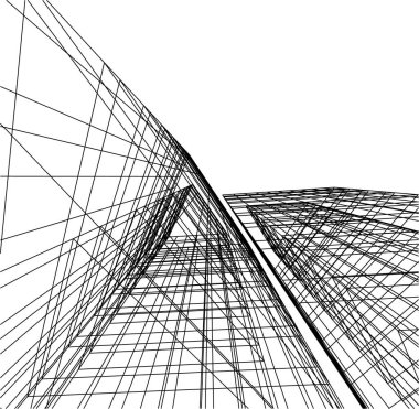 Mimari sanat konseptinde soyut çizgiler, minimum geometrik şekiller.