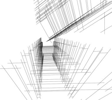 Mimari sanat konseptinde soyut çizgiler, minimum geometrik şekiller. 