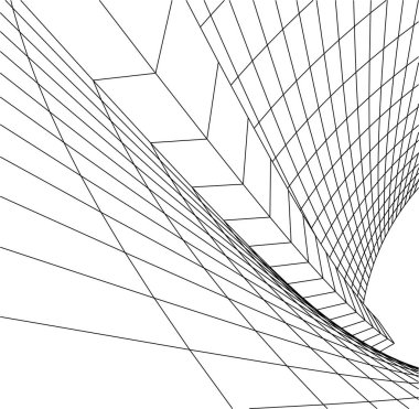 Mimari sanat konseptinde soyut çizgiler, minimum geometrik şekiller. 
