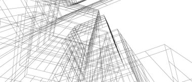 Mimari sanat konseptinde soyut çizgiler, minimum geometrik şekiller. 