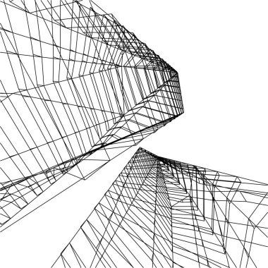 Mimari sanat konseptinde soyut çizgiler, minimum geometrik şekiller. 