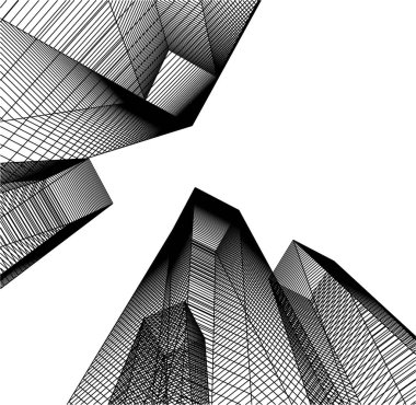 Mimari sanat konseptinde soyut çizgiler, minimum geometrik şekiller. 