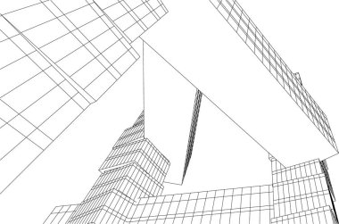 Mimari sanat konseptinde soyut çizgiler, minimum geometrik şekiller.