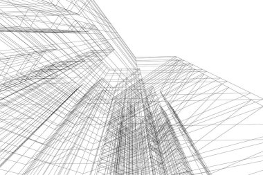 Mimari sanat konseptinde soyut çizgiler, minimum geometrik şekiller. 