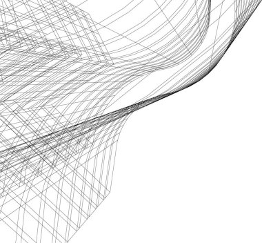 Mimari sanat konseptinde soyut çizgiler, minimum geometrik şekiller.