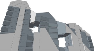 Mimari sanat konseptinde soyut çizgiler, minimum geometrik şekiller. 