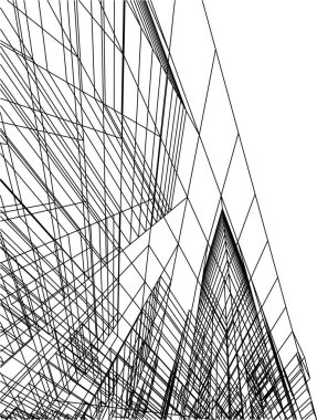 Mimari sanat konseptinde soyut çizgiler, minimum geometrik şekiller. 