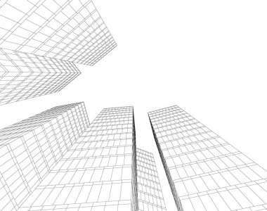 Arkaplanda mimari bina 3d illüstrasyon